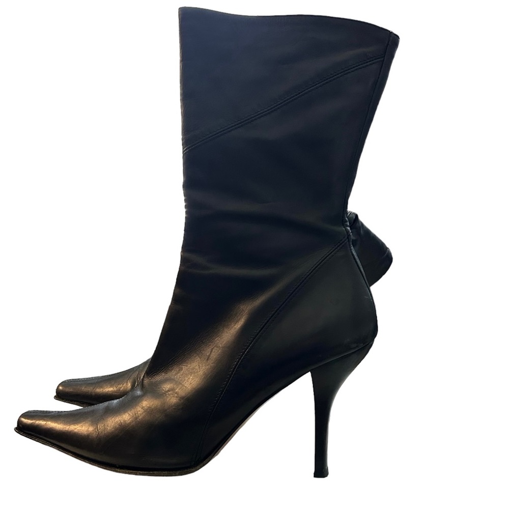 Kenneth Cole Black Leather Heeled Boots Size 9.5M